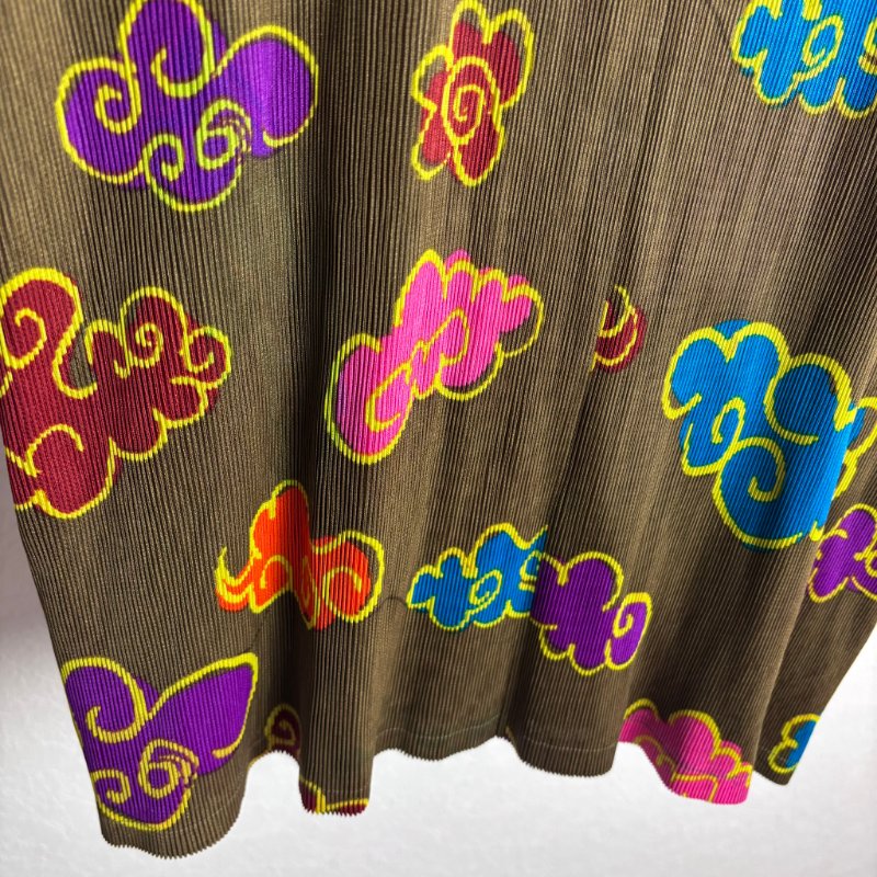 絕版收藏 ::三宅一生 Issey Miyake :: Pleats Please PP 鬥牛雲圖樣 秋香色外罩衫 上衣 3號-11