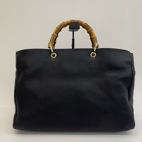 Gucci/古馳黑色竹節全皮單肩斜挎包