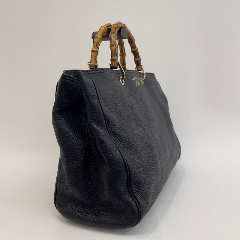 Gucci/古馳黑色竹節全皮單肩斜挎包-1