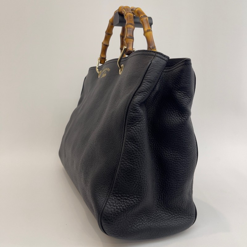 Gucci/古馳黑色竹節全皮單肩斜挎包-2