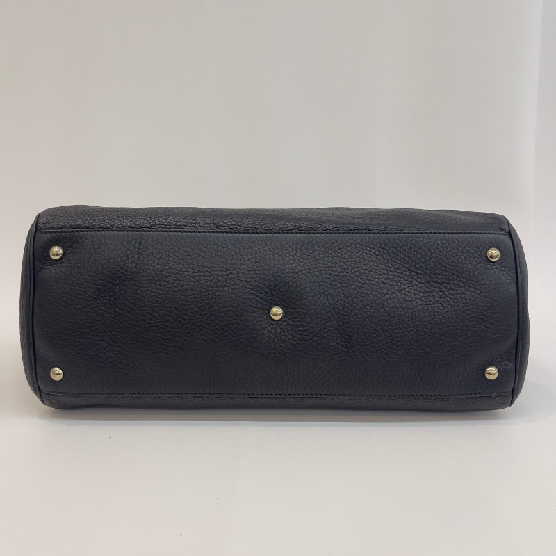 Gucci/古馳黑色竹節全皮單肩斜挎包-4