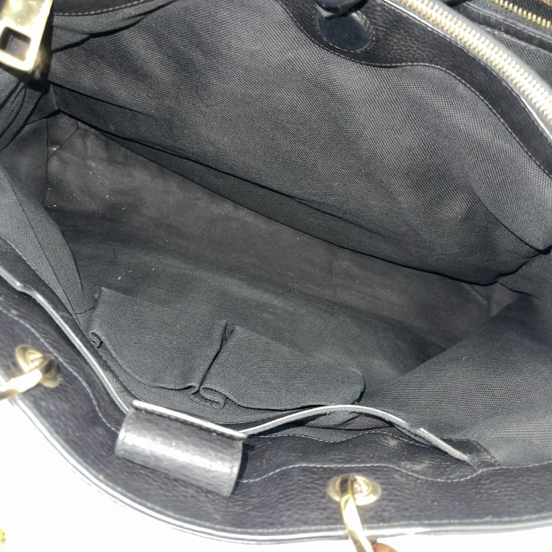 Gucci/古馳黑色竹節全皮單肩斜挎包-5