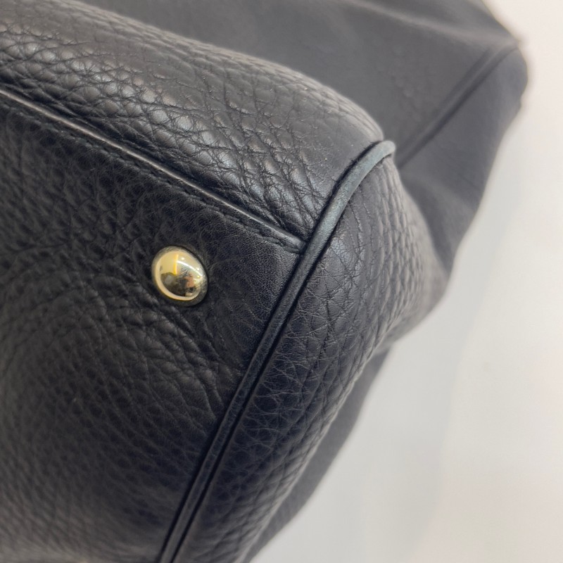 Gucci/古馳黑色竹節全皮單肩斜挎包-9