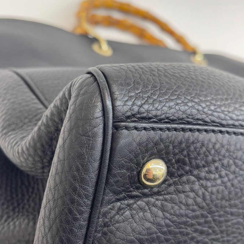 Gucci/古馳黑色竹節全皮單肩斜挎包-10