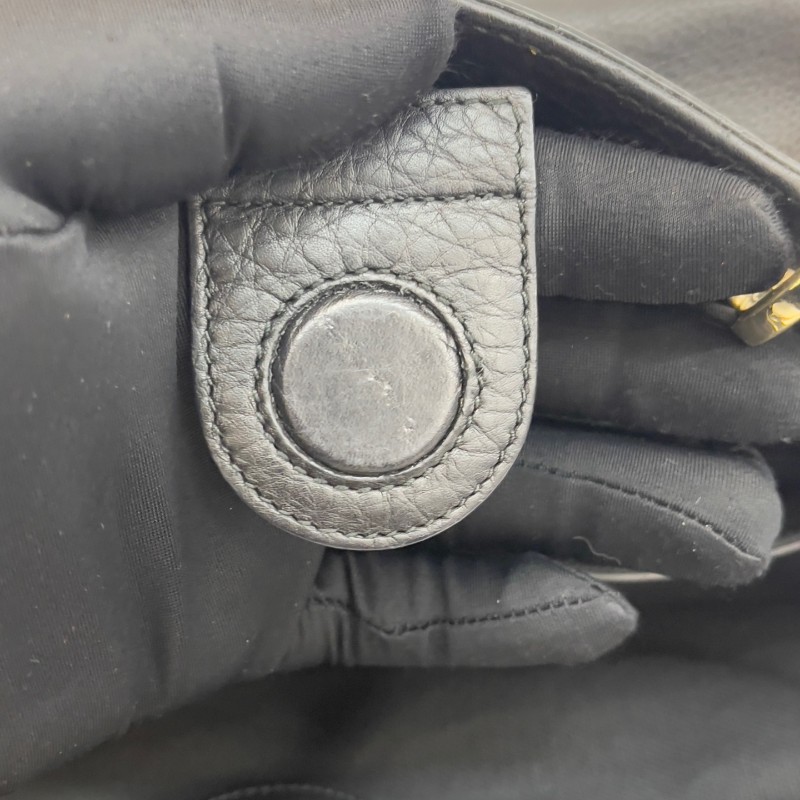 Gucci/古馳黑色竹節全皮單肩斜挎包-11