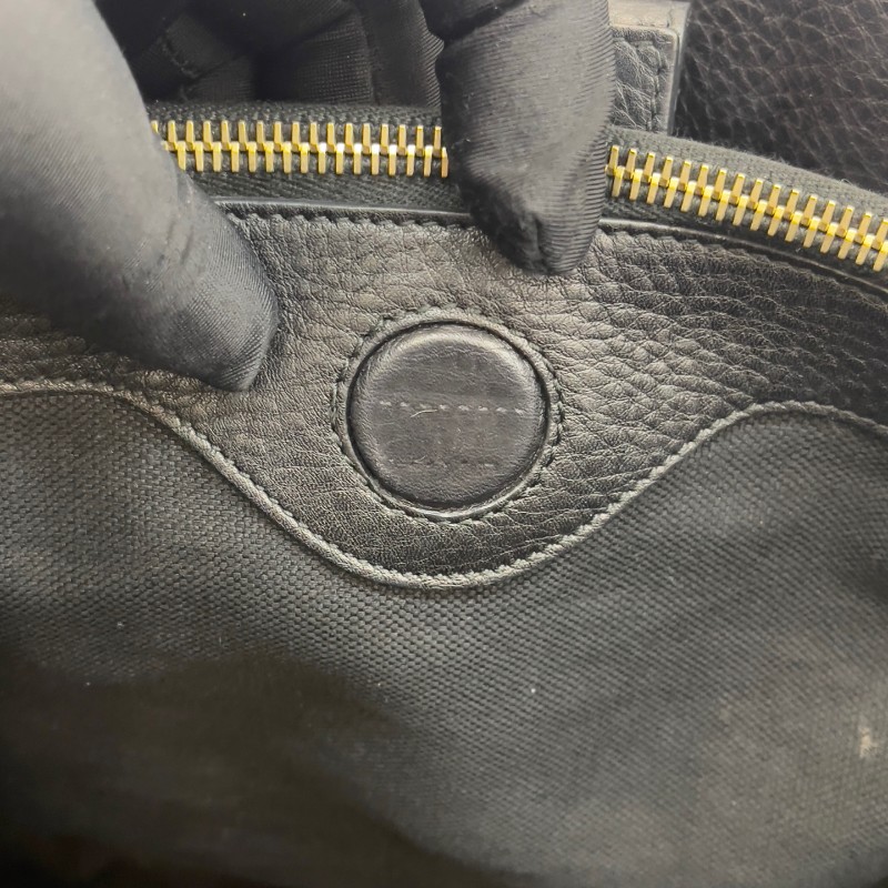 Gucci/古馳黑色竹節全皮單肩斜挎包-13