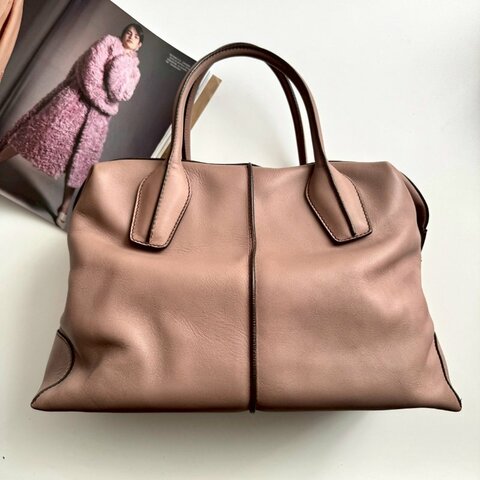 TODS 溫柔藕粉色手提兩用包