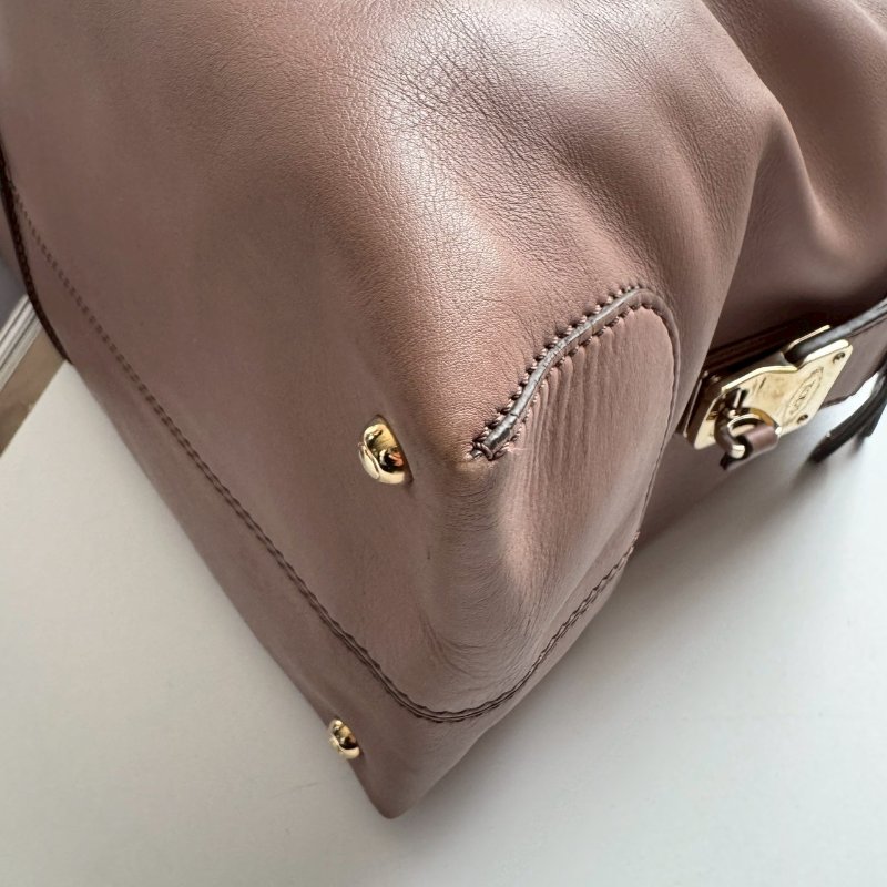 TODS 溫柔藕粉色手提兩用包-5