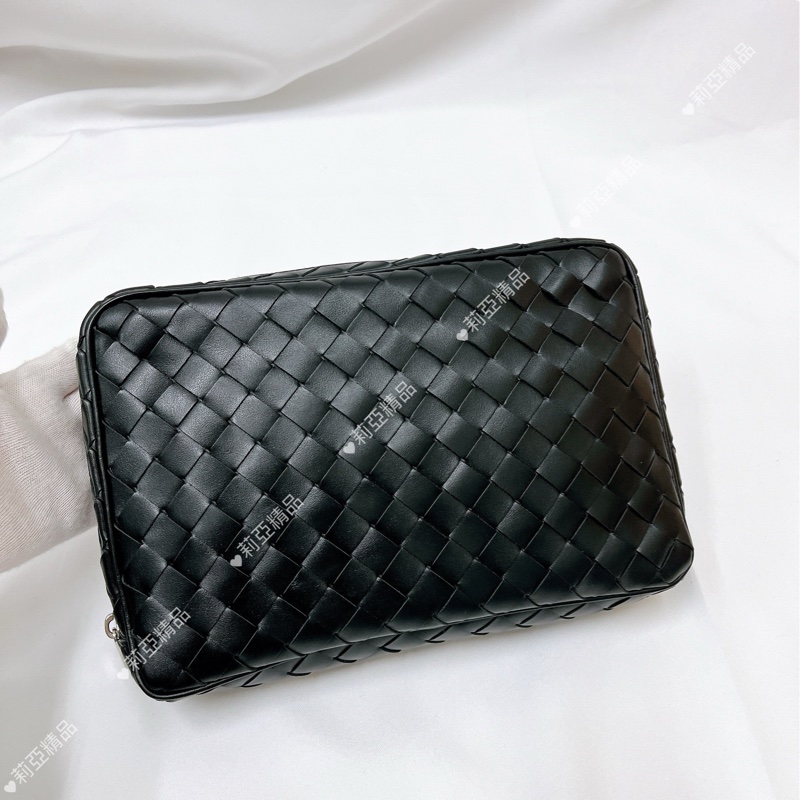 莉亞精品♡ BV 編織手拿包 黑色大款 9新-2