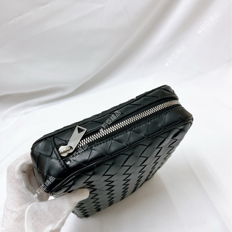 莉亞精品♡ BV 編織手拿包 黑色大款 9新-7