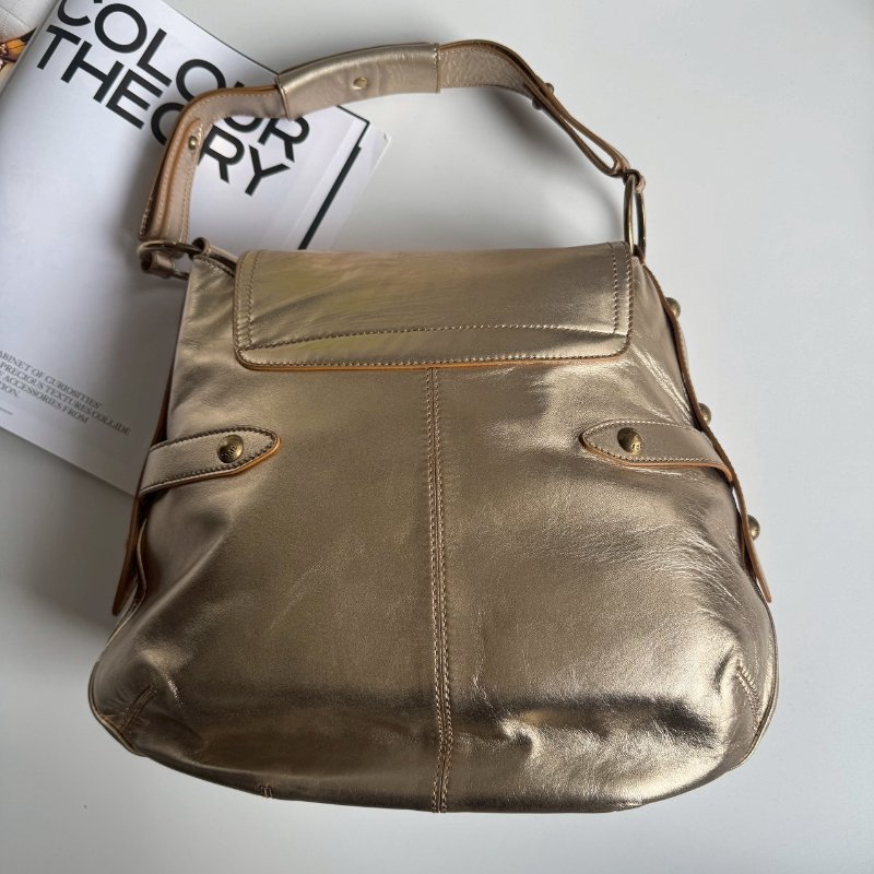 TODS 香檳金大圓環單肩包-1