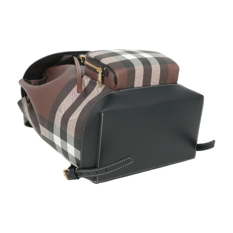 經典格紋翻蓋束口後背包(暗樺木棕色)-3