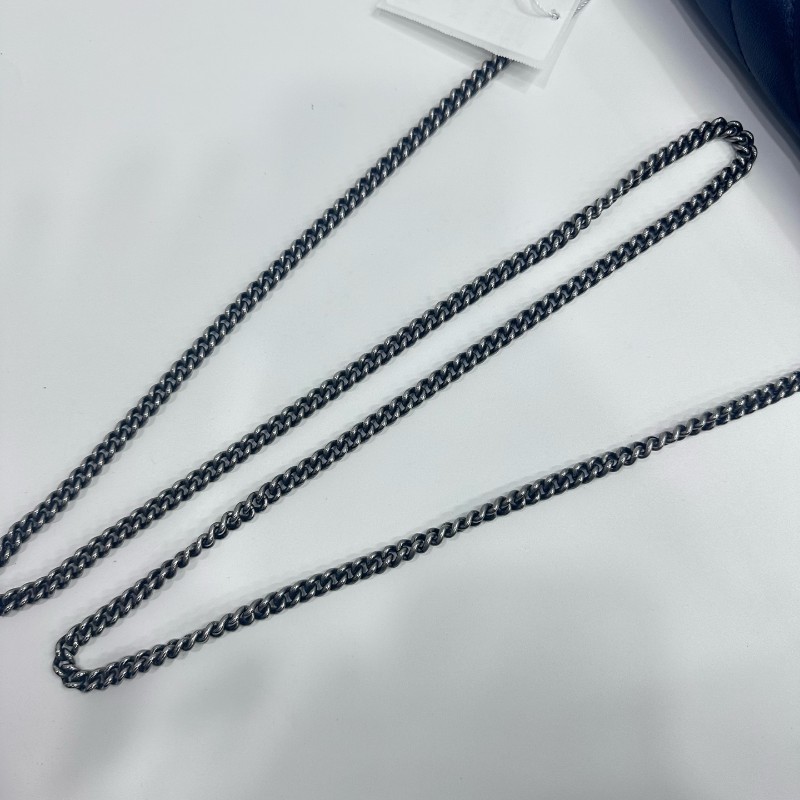 Gucci/古馳馬蒙mini迷你藍拼白有龍蝦扣斜挎包。-8