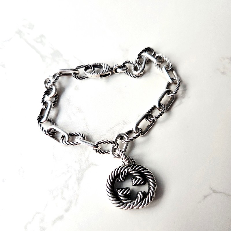 Gucci interlocking G純銀手鍊-5