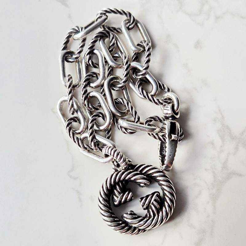 Gucci interlocking G純銀手鍊-6