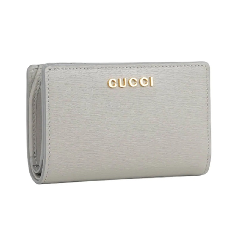 金字Logo 拉鍊零錢袋暗釦二折中夾(灰色)-1