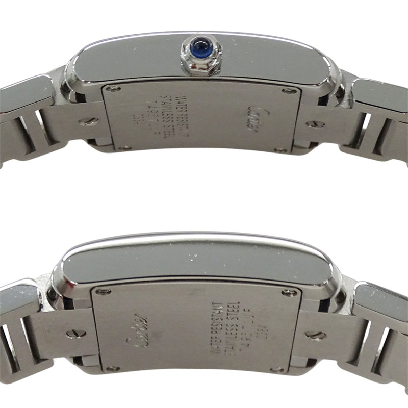 卡地亞 Tank Française 女士腕錶，小型石英錶，不鏽鋼錶殼，型號 W51008Q3，銀色/象牙色，拋光處理-2