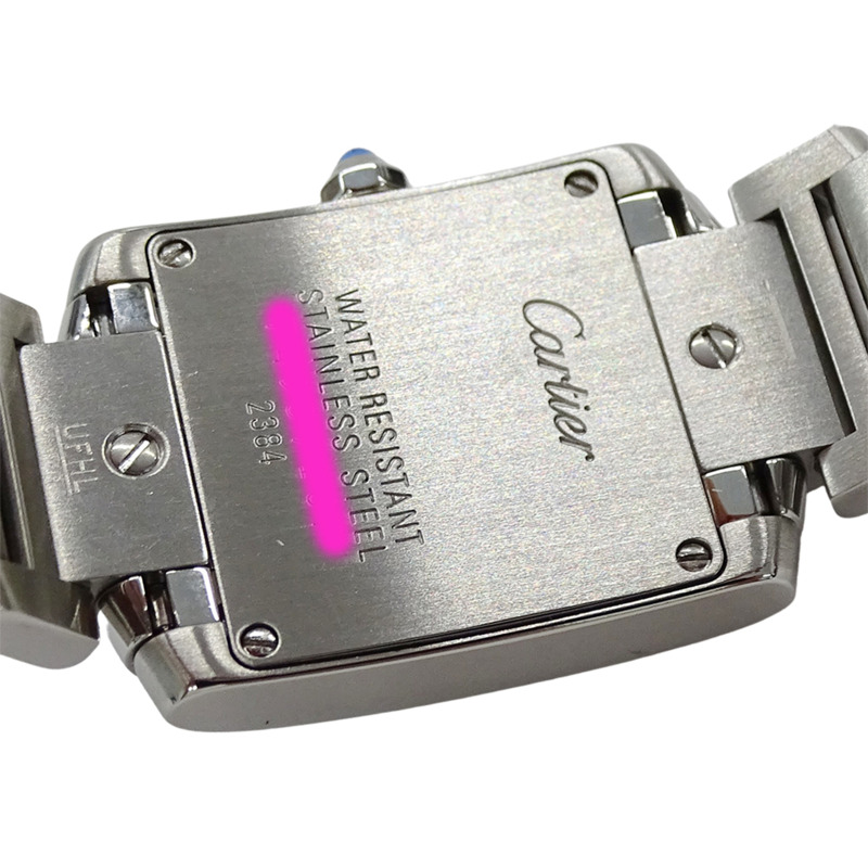 卡地亞 Tank Française 女士腕錶，小型石英錶，不鏽鋼錶殼，型號 W51008Q3，銀色/象牙色，拋光處理-7