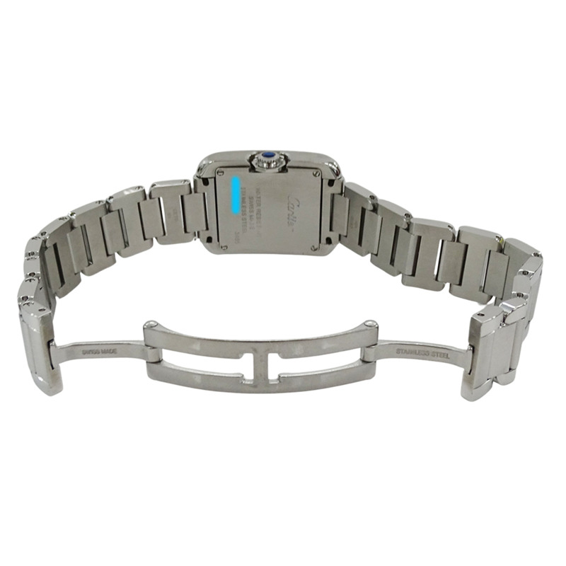 卡地亞 Tank Anglaise SM 女士石英腕錶，不鏽鋼材質，銀色，方形，拋光，型號 W5310022-3