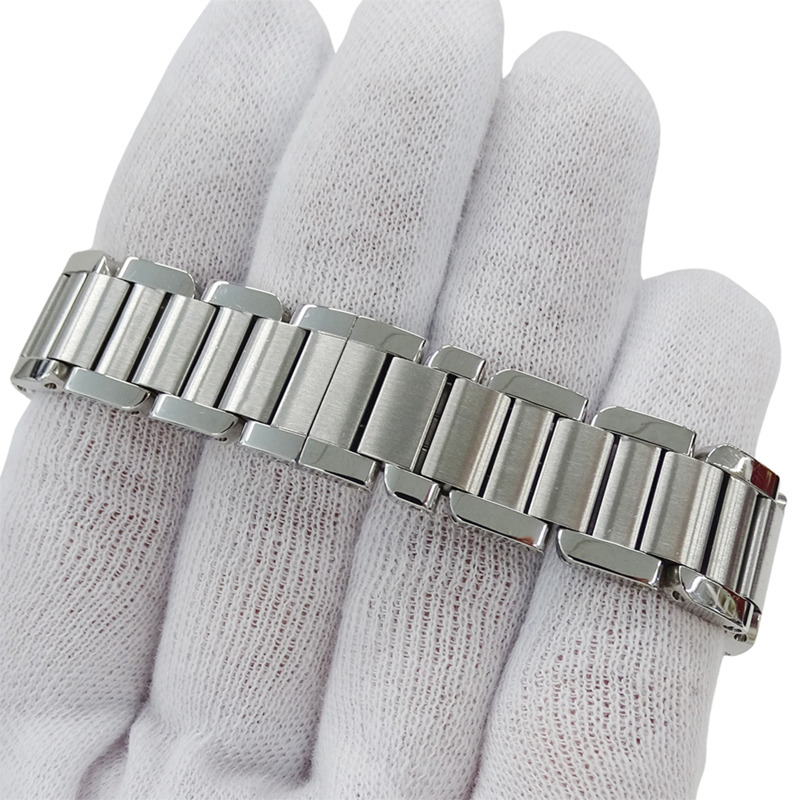 卡地亞 Tank Anglaise SM 女士石英腕錶，不鏽鋼材質，銀色，方形，拋光，型號 W5310022-4