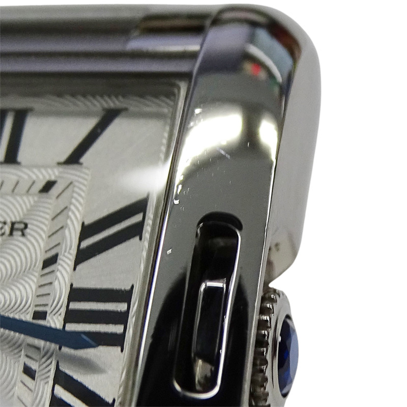 卡地亞 Tank Anglaise SM 女士石英腕錶，不鏽鋼材質，銀色，方形，拋光，型號 W5310022-11