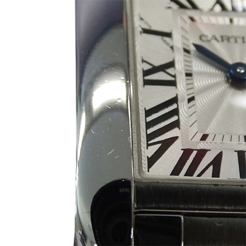 卡地亞 Tank Anglaise SM 女士石英腕錶，不鏽鋼材質，銀色，方形，拋光，型號 W5310022-12