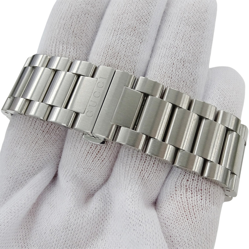 Gucci 男士潛水日期石英錶，不鏽鋼材質，136.2毫米，銀色/海軍藍，YA136203-5