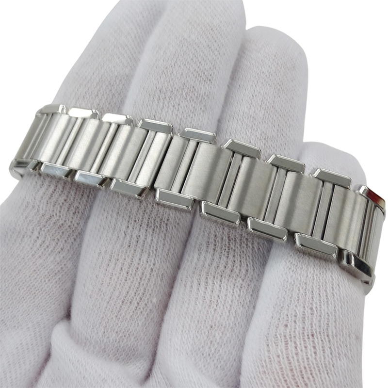 卡地亞 Tank Française 女士腕錶，小型石英錶，不鏽鋼錶殼，型號 W51008Q3，銀色/象牙色，拋光處理-5