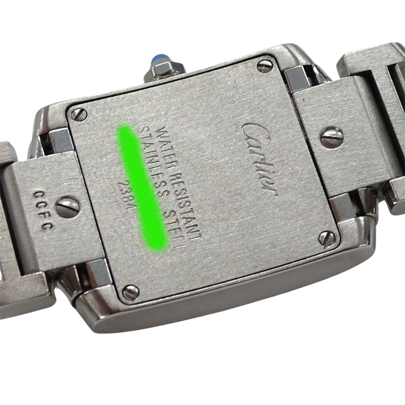 卡地亞 Tank Française 女士腕錶，小型石英錶，不鏽鋼錶殼，型號 W51008Q3，銀色/象牙色，拋光處理-6