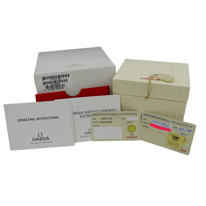 歐米茄星座系列迷你款 My Choice 1465.71 女士腕錶，鑲鑽，貝殼錶殼，石英機芯，QZ 不鏽鋼錶殼，銀色拋光-5