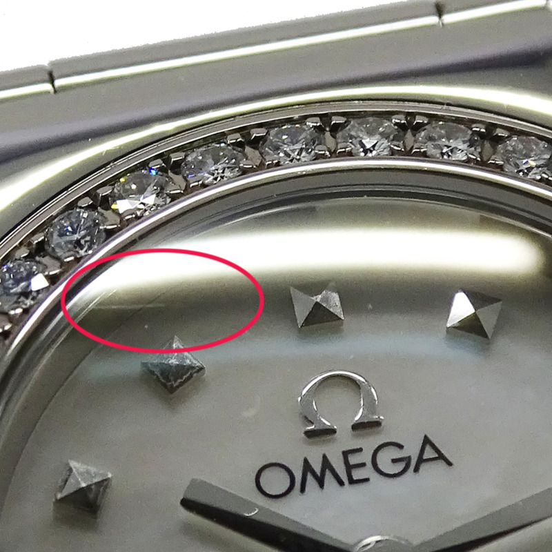 歐米茄星座系列迷你款 My Choice 1465.71 女士腕錶，鑲鑽，貝殼錶殼，石英機芯，QZ 不鏽鋼錶殼，銀色拋光-11