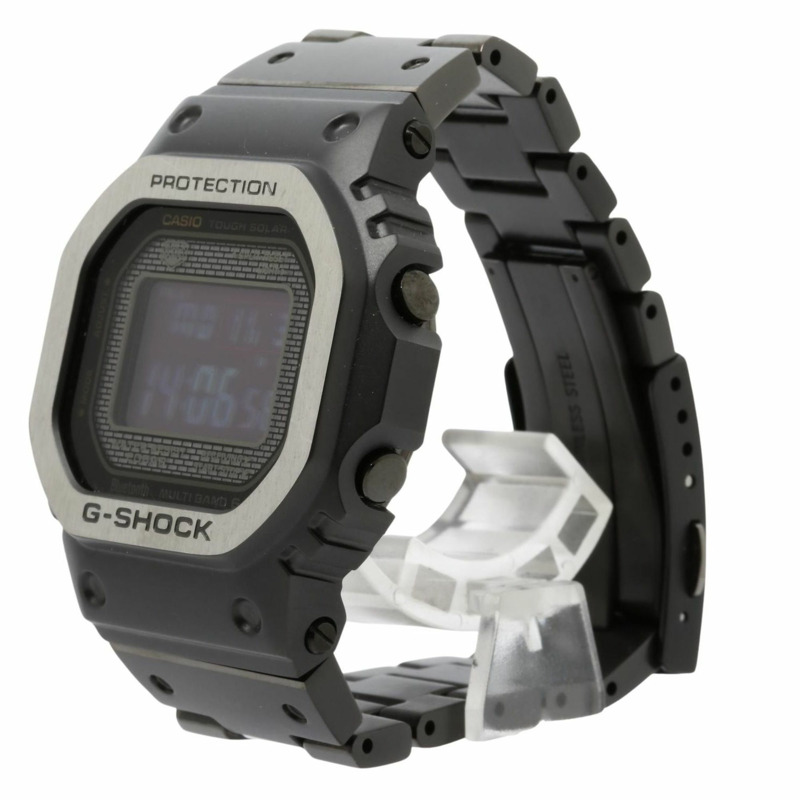 卡西歐 G-SHOCK 全金屬 5000 系列 GMWB5000MB1JF 男士黑色不鏽鋼多面拋光數位手錶-1