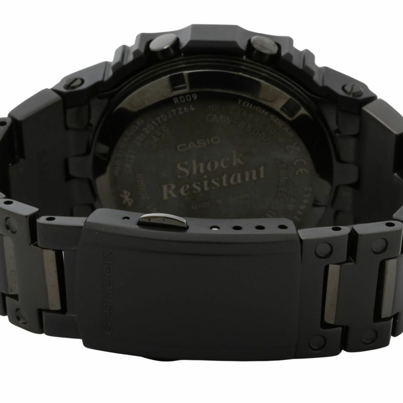 卡西歐 G-SHOCK 全金屬 5000 系列 GMWB5000MB1JF 男士黑色不鏽鋼多面拋光數位手錶-4
