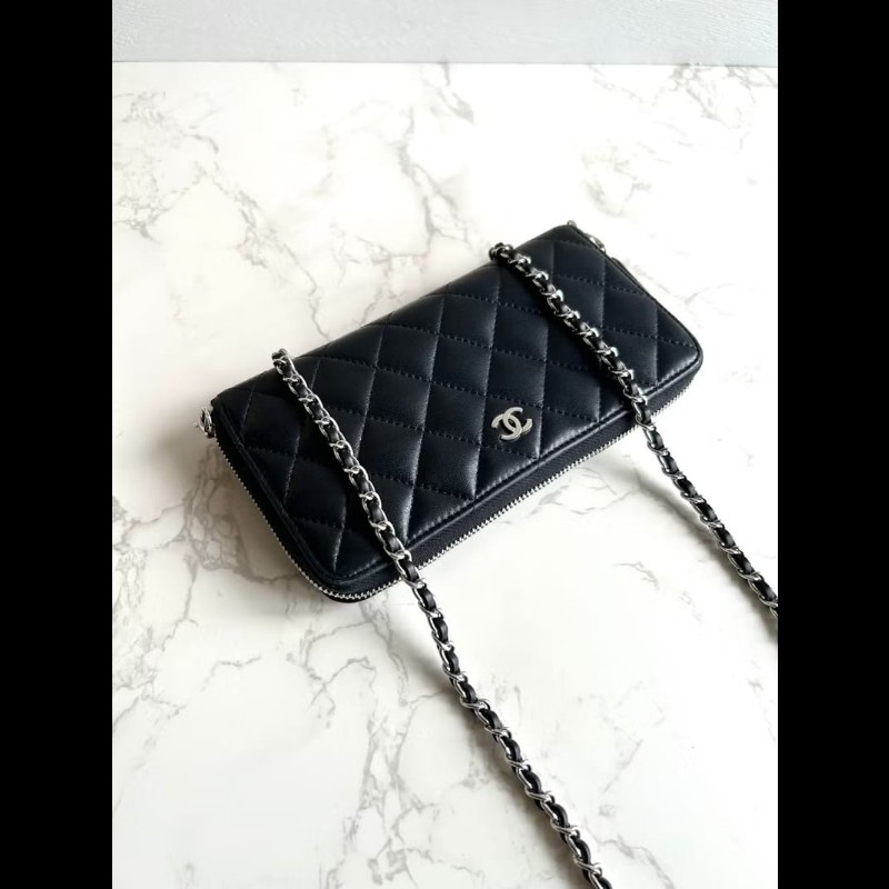 【LA LUNE】絕版古董包 Chanel黑色WOC皮革包 側背包 斜背包 中古二手包 長夾-1