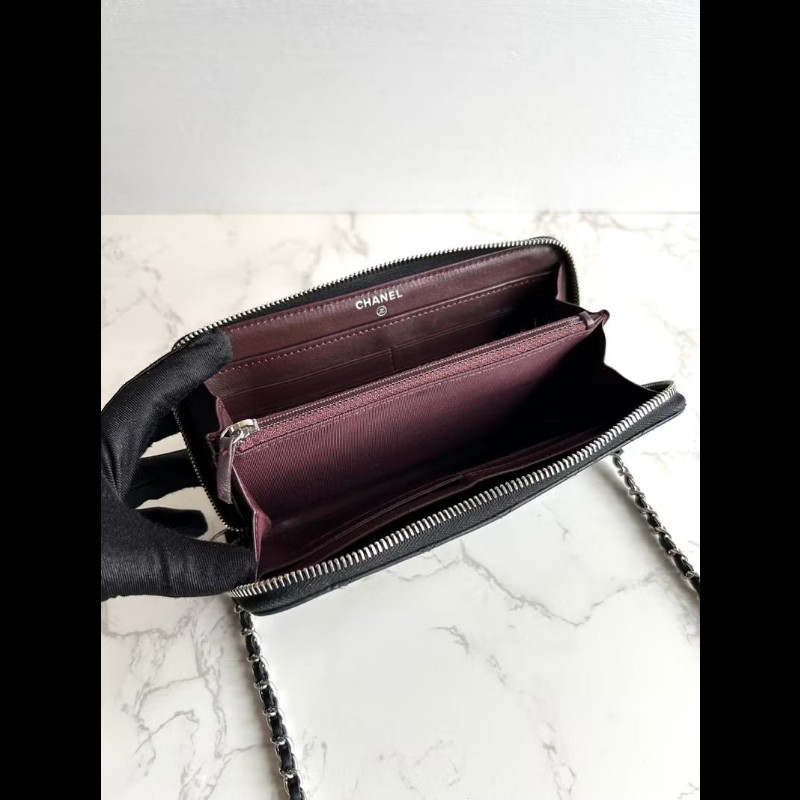 【LA LUNE】絕版古董包 Chanel黑色WOC皮革包 側背包 斜背包 中古二手包 長夾-5