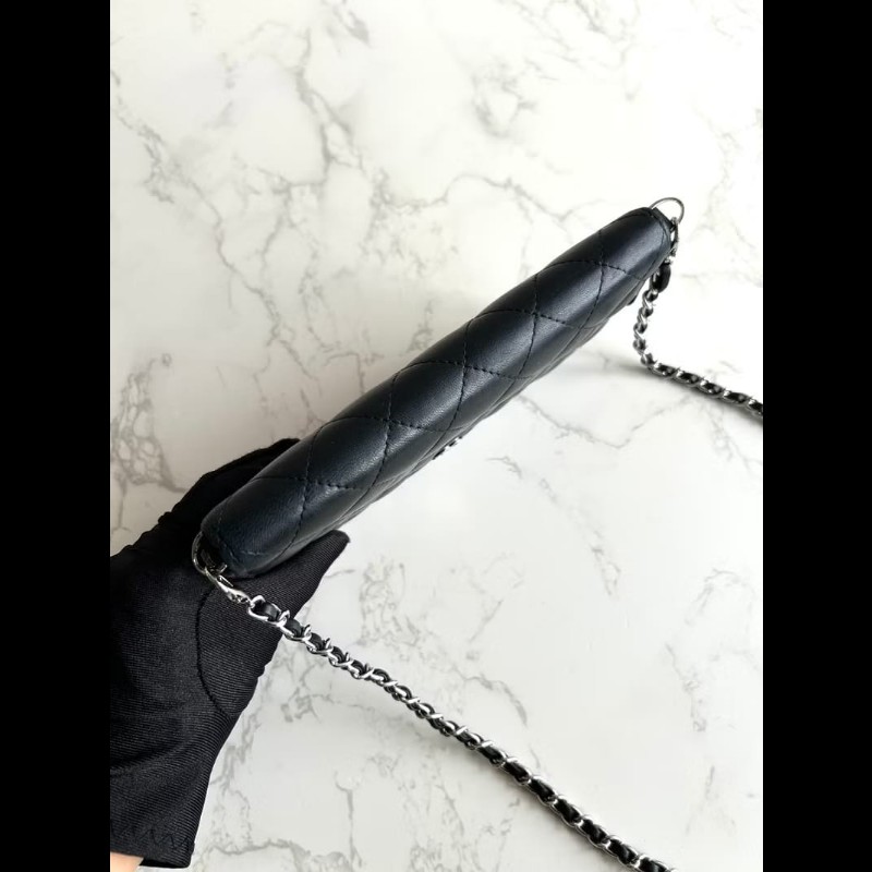 【LA LUNE】絕版古董包 Chanel黑色WOC皮革包 側背包 斜背包 中古二手包 長夾-7