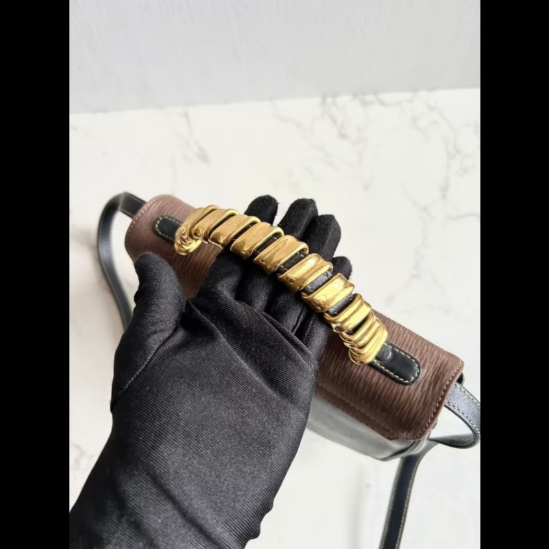 【LA LUNE】絕版中古包 Loewe拼色蛇骨凱莉包 側背包 斜背包 皮革包 單肩包-3