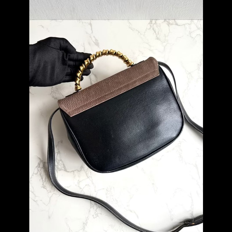 【LA LUNE】絕版中古包 Loewe拼色蛇骨凱莉包 側背包 斜背包 皮革包 單肩包-4