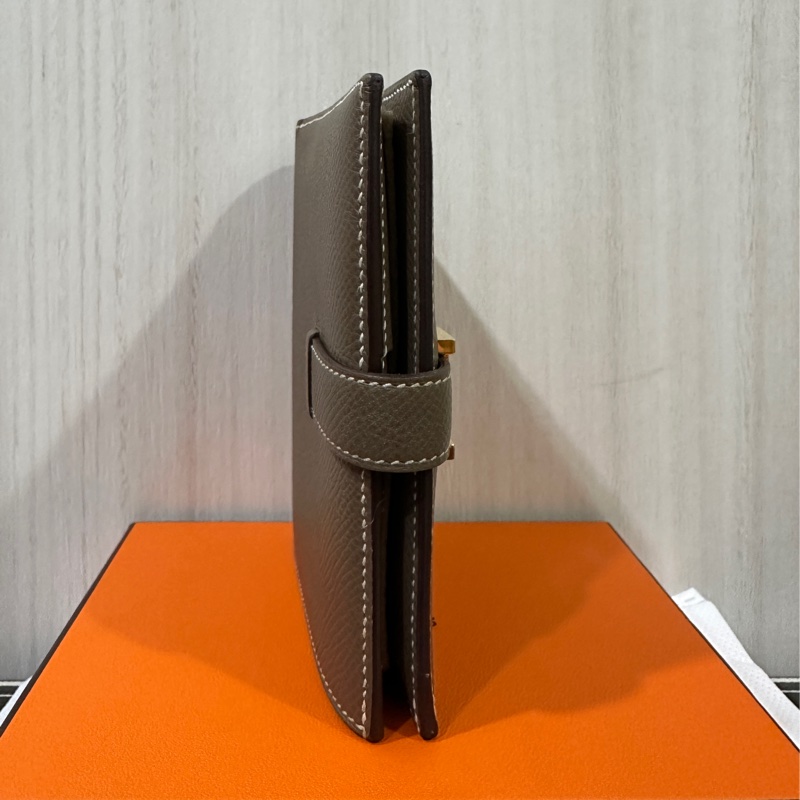 Hermes Bearn 大象灰金釦短夾D刻-2