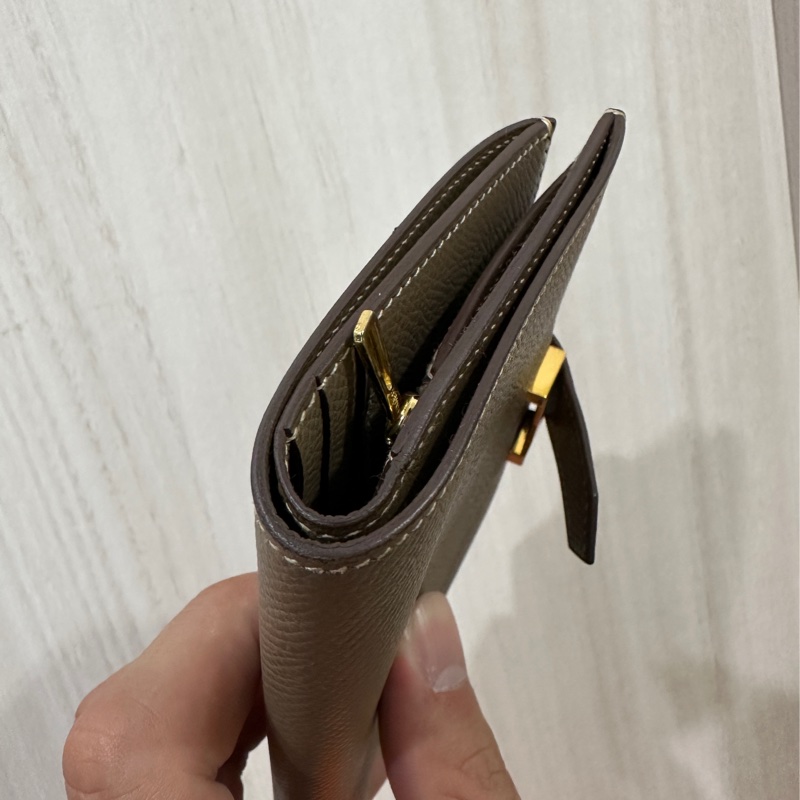 Hermes Bearn 大象灰金釦短夾D刻-13