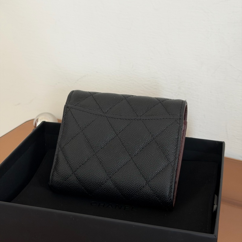 #極新Chanel 荔枝金釦三折短夾-2