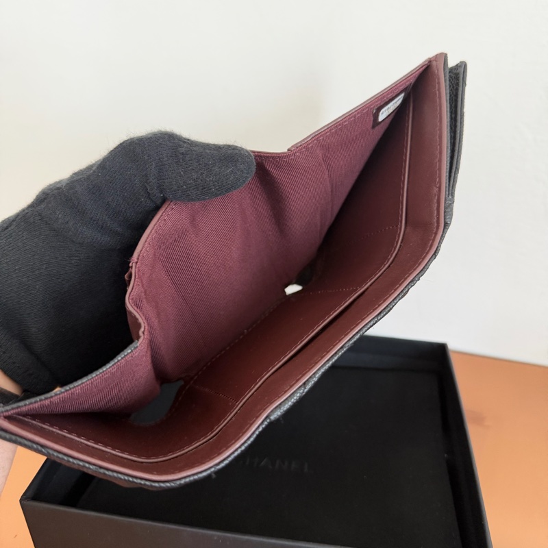 #極新Chanel 荔枝金釦三折短夾-10