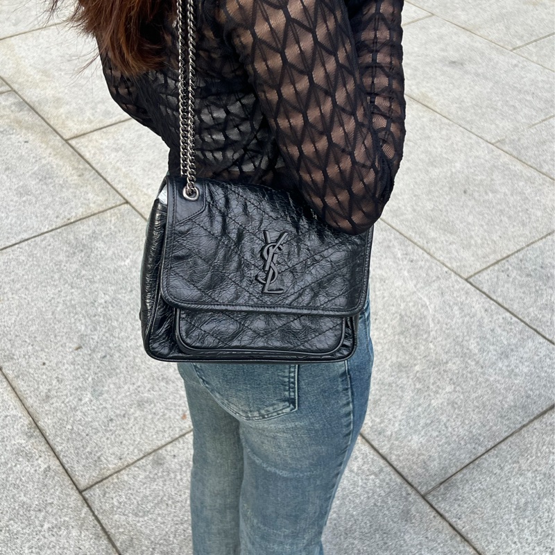 #98新 #超火YSL Niki Baby 黑色銀鏈-0