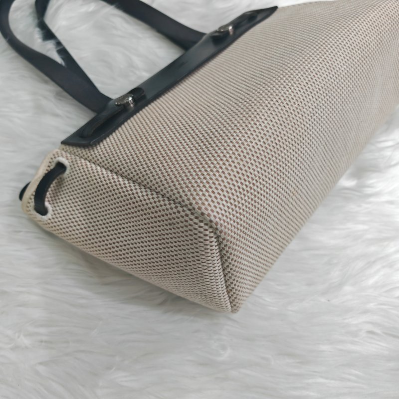 Hermès Herbag31 黑色拼米色帆布 銀扣 C刻-3