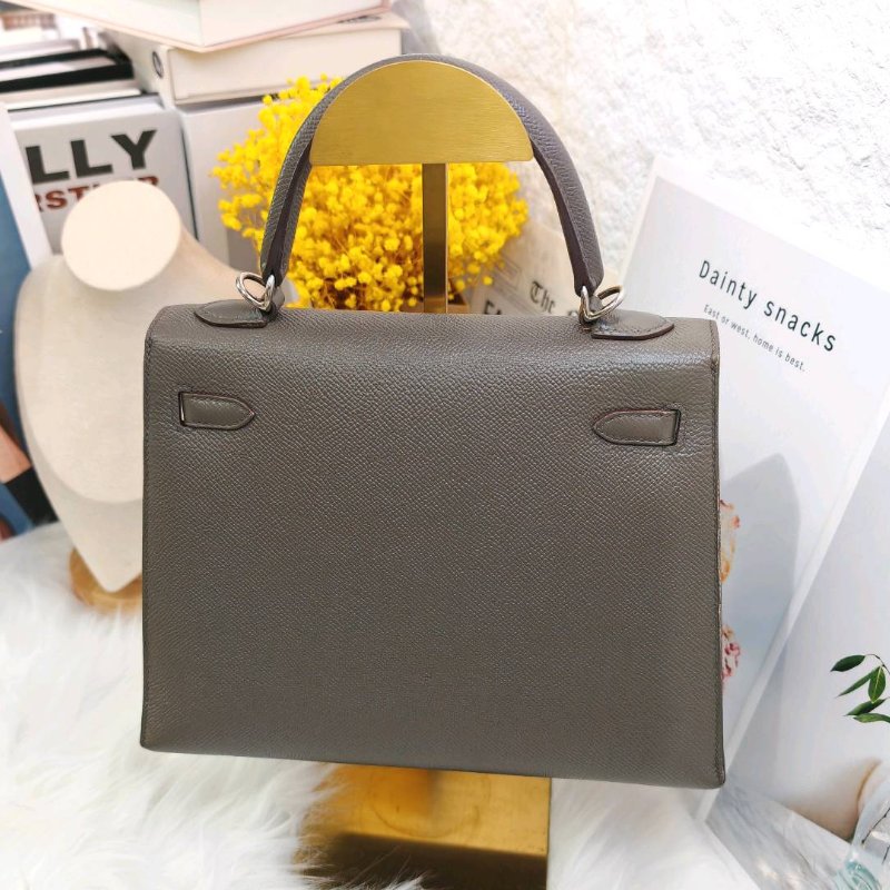 Hermès Kelly25 錫器灰銀扣 Epsom皮 D刻-1