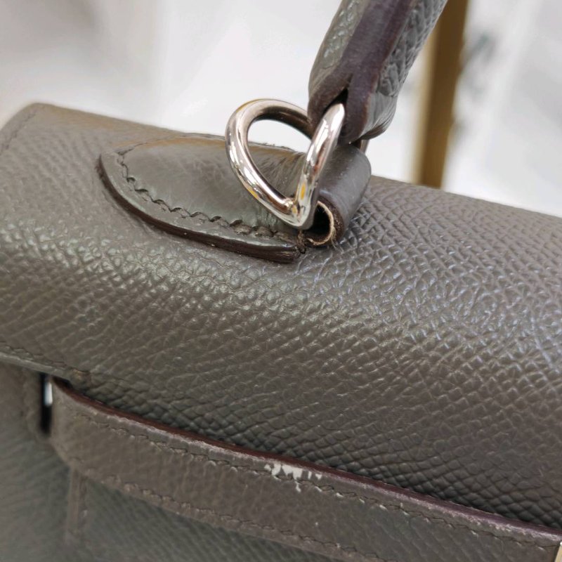 Hermès Kelly25 錫器灰銀扣 Epsom皮 D刻-3
