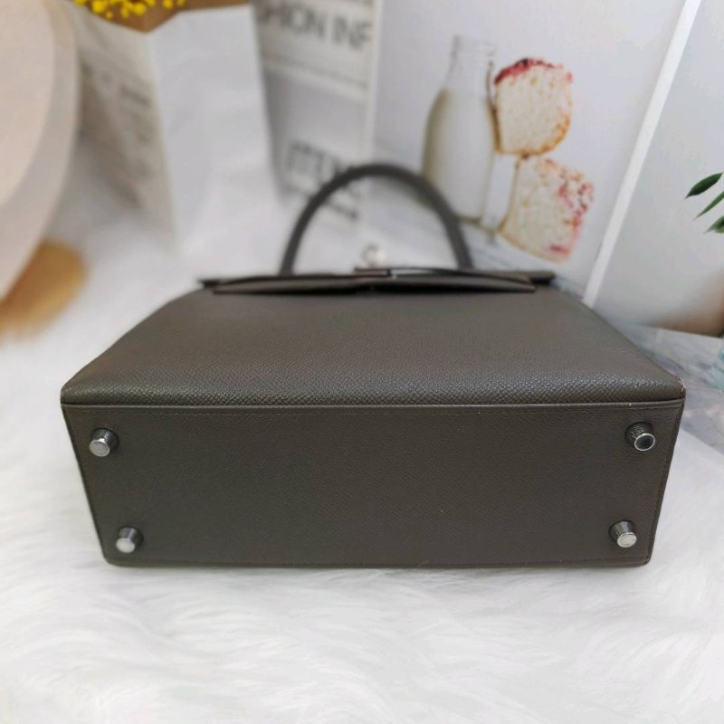 Hermès Kelly25 錫器灰銀扣 Epsom皮 D刻-4