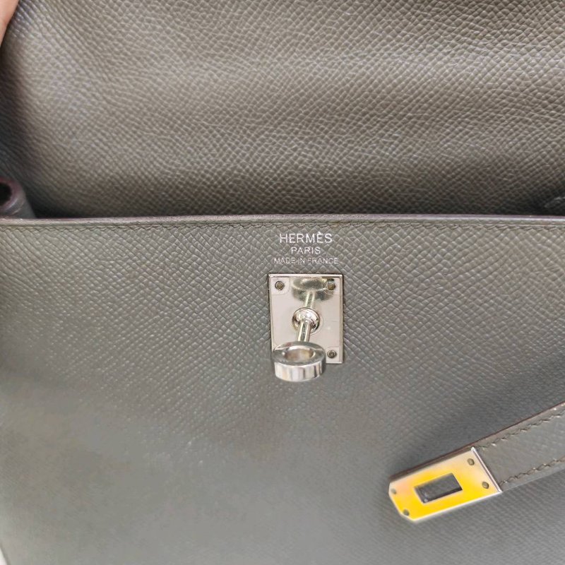 Hermès Kelly25 錫器灰銀扣 Epsom皮 D刻-5