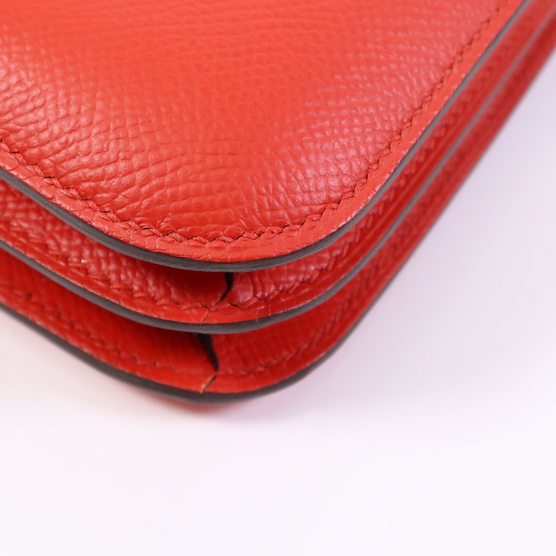 HERMES Epsom皮革Constance 24肩背袋銀扣Rouge De Coeur/Mauve-4