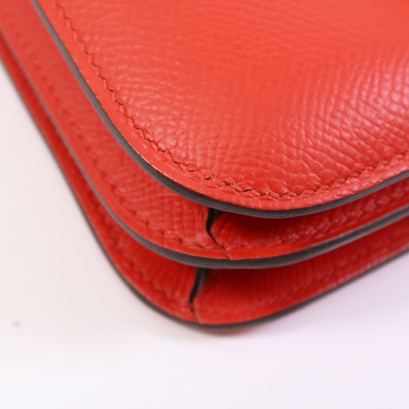 HERMES Epsom皮革Constance 24肩背袋銀扣Rouge De Coeur/Mauve-5